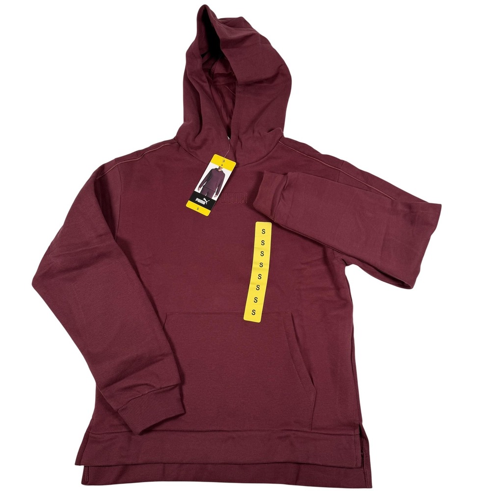 Puma Hoodie Sweatshirt Small‎ Maroon Pullover Fleece Kangaroo Pocket Athleisure